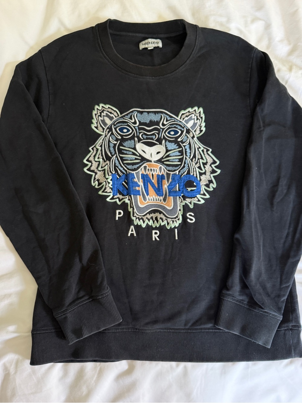 Kenzo Black Tiger Black With Blue Tiger Sweatshirt